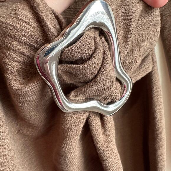 Who What Wear Collection Sabrina Textured Wrap Midi Dress Brown S - Picture 5 of 10